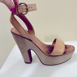 MIU MIU ankle strap platforms.